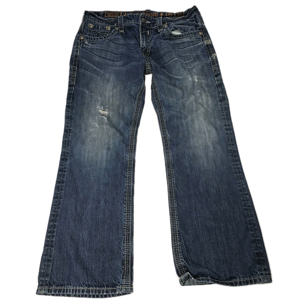 Rock Revival Nolan Bootcut Jeans Men's Size 38x31 Dark Wash Vintage Vtg Rodeo